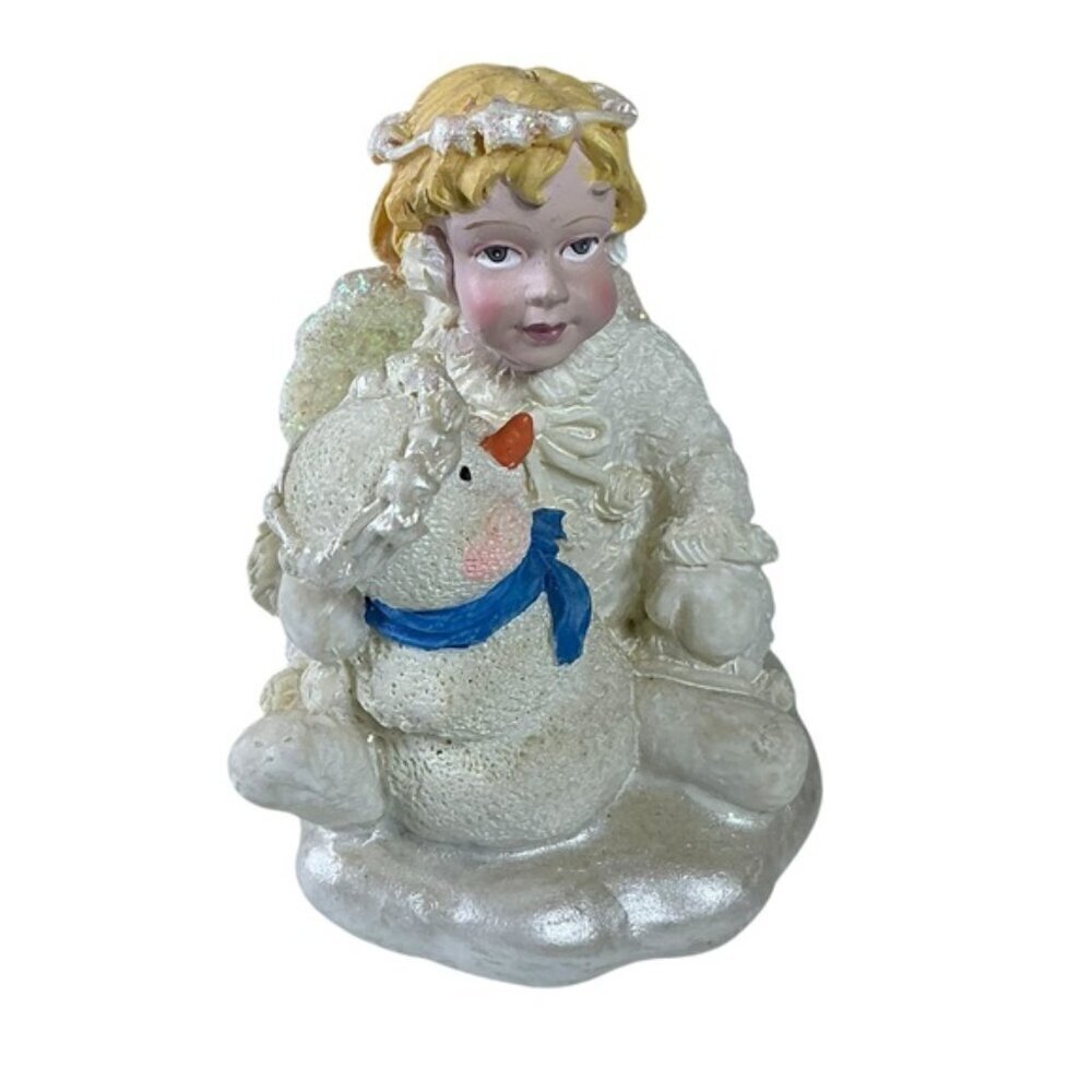 Vintage Snow Angel Figurines Christmas Collectible Snowman Pinquin Glitter Wings - Picture 2 of 16